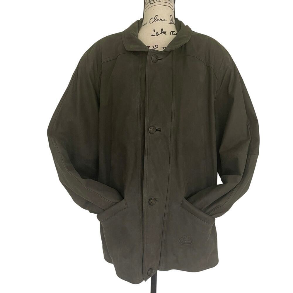 Y2K 90’s PINO‎ FARAGO COAT JACKET SUEDE FOREST GREEN SZ XL EU52 GORPCORE